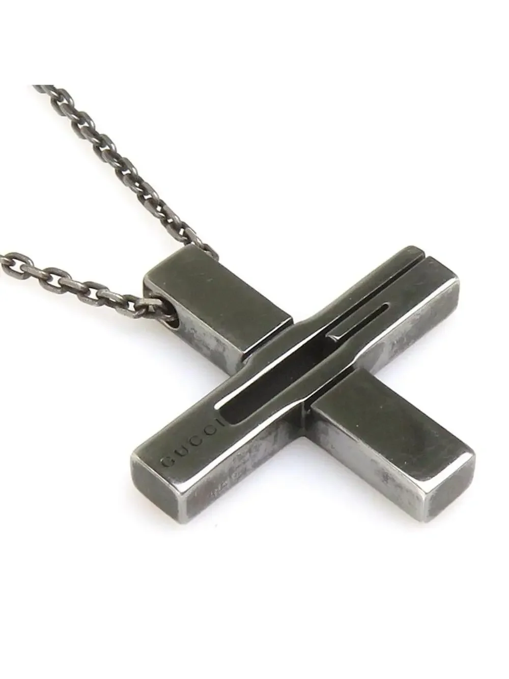 Auth Gucci Necklace Gunmetal Silver - #326253G13B
